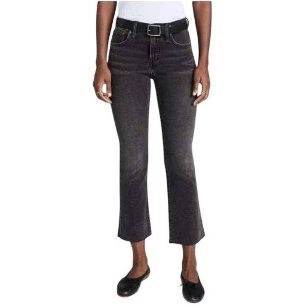 Madewell Mid Rise Raw Hem Kick Out Jeans Black 26